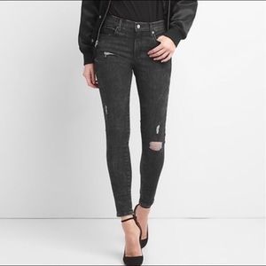 Gap Sculpt True Skinny Mid Rise Distressed Jeans